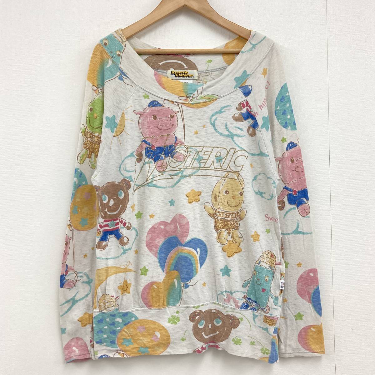 90s HYSTERIC GLAMOUR 総柄 カットソー ドーナツベア 90s HYSTERIC GLAMOUR 総柄 カットソー ドーナツベア