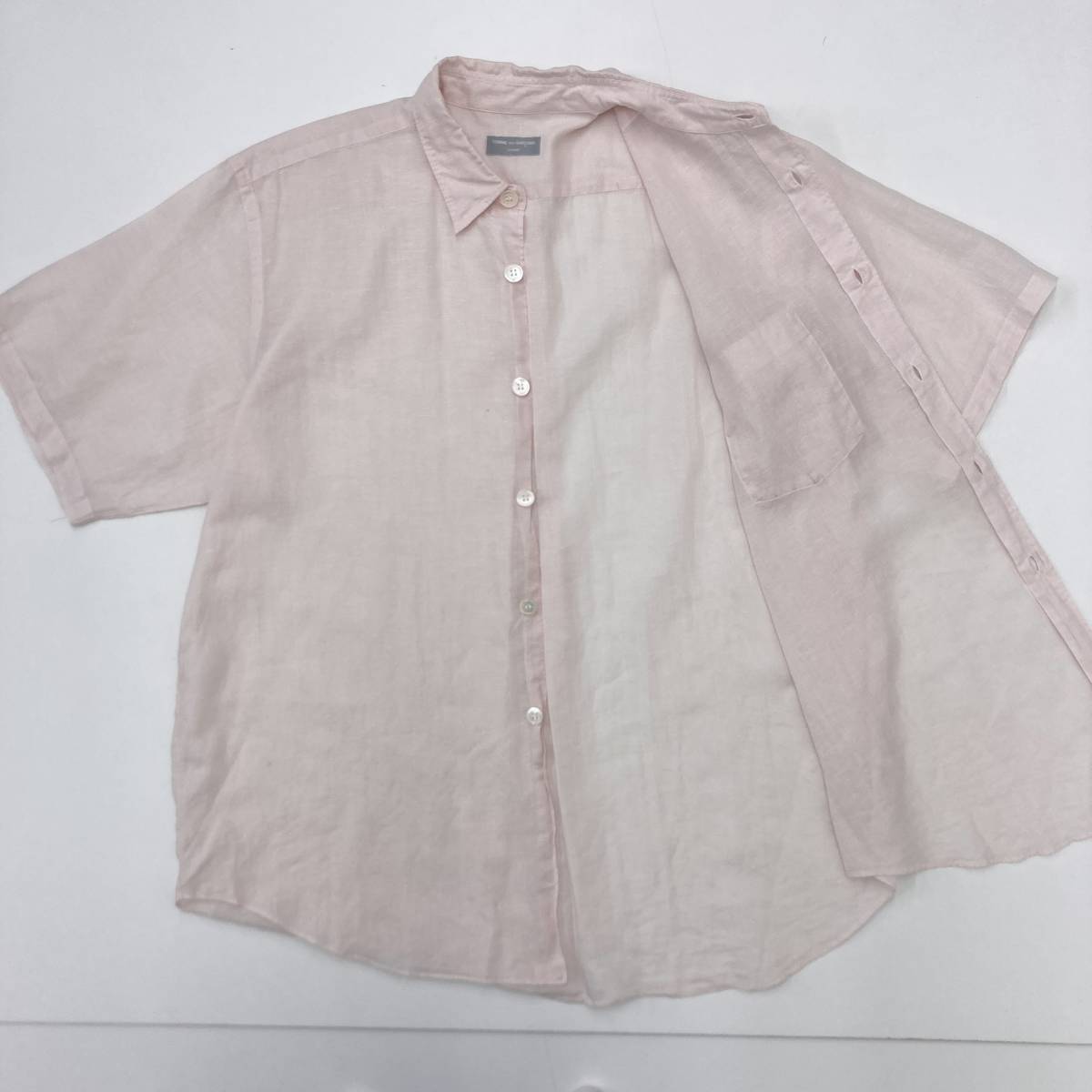 AD1998 rice field middle Homme COMME des GARCONS HOMMEteka button linen short sleeves shirt pink Comme des Garcons Homme 90s VINTAGE archive 3040282