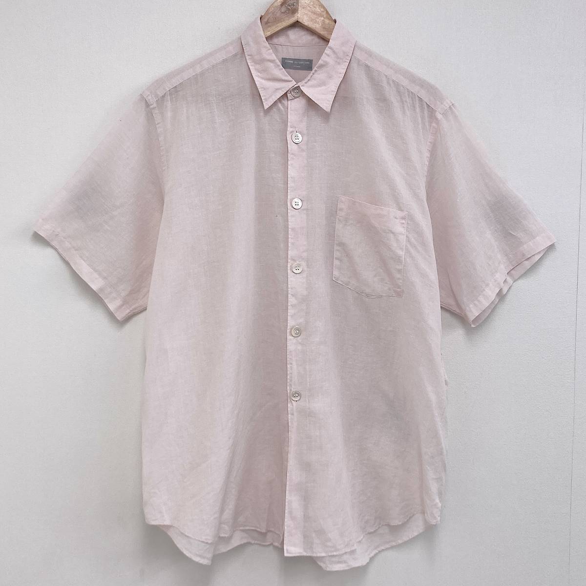 AD1998 rice field middle Homme COMME des GARCONS HOMMEteka button linen short sleeves shirt pink Comme des Garcons Homme 90s VINTAGE archive 3040282