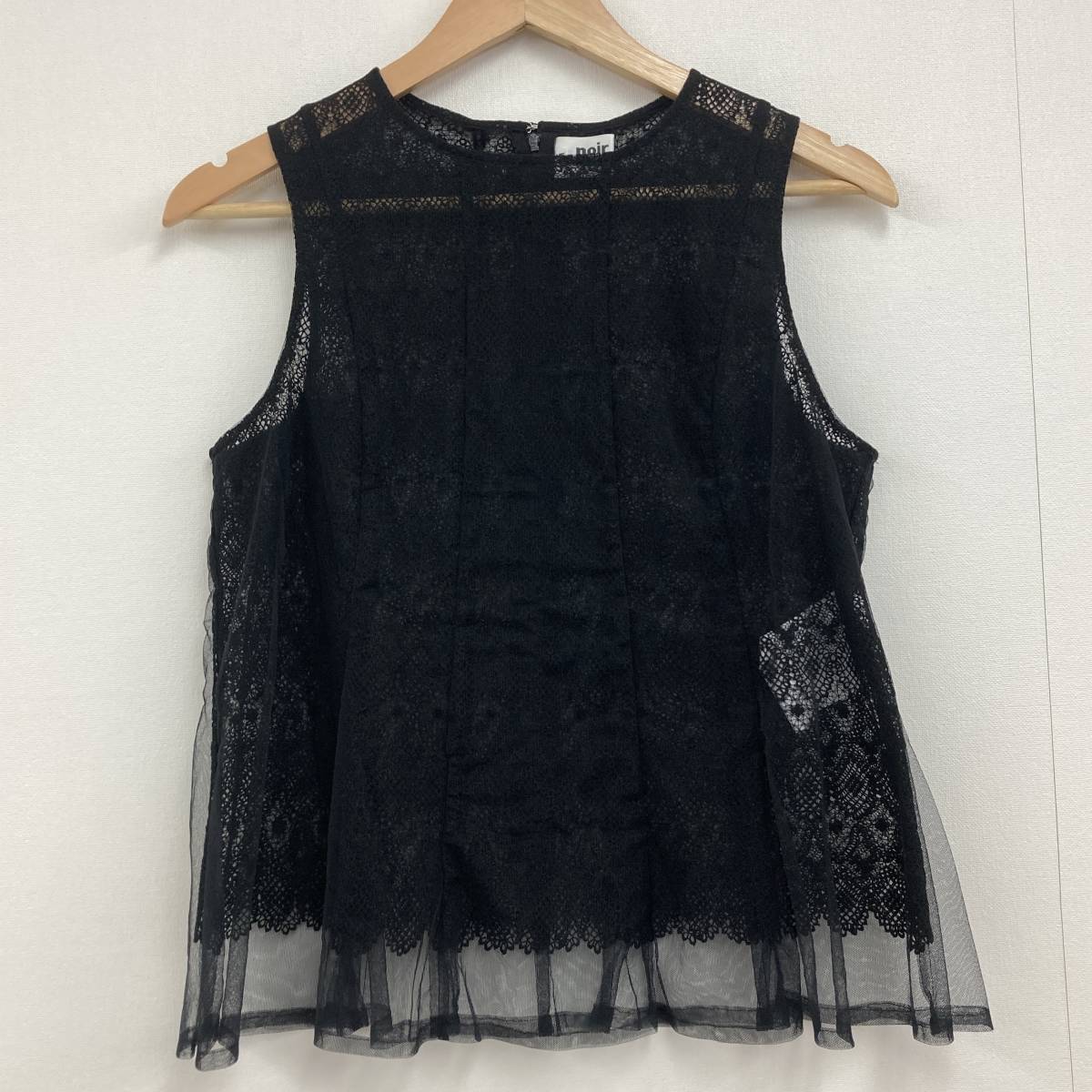 AD2015 Noir Kei Ninomiya レース 切替 レイヤード ノースリーブ カットソー 黒 コムデギャルソン ノワール ケイニノミヤ archive 3030596_画像1