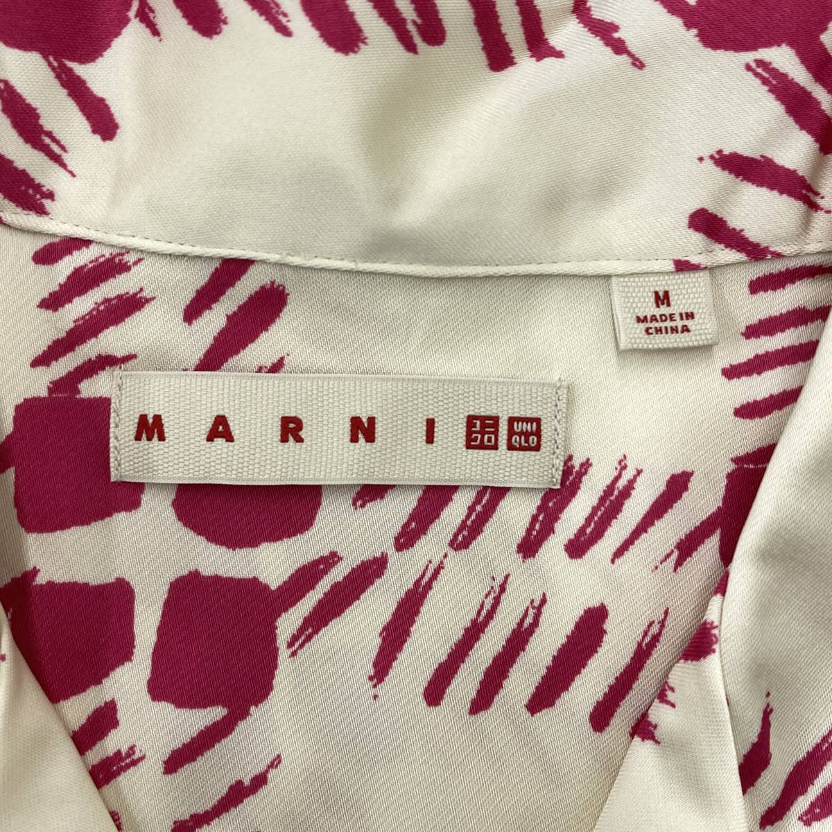 MARNI × UNIQLO オーバーサイズ オープンカラー シャツ サテン チェック ピンク Mサイズ マルニ ユニクロ 開襟 半袖 ブラウス 1031_画像4