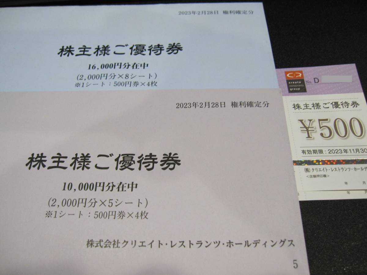 クリレス クリエイトレストランツHD 株主優待券30000円分 送料無料