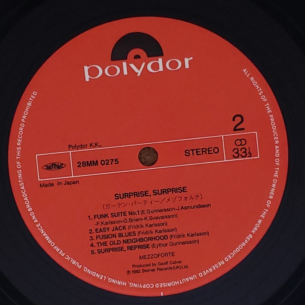 良盤屋◆LP◆Jazz；メゾフォルテ／ガーデン・パーティー　Mezzoforte / Surprise Surprise ◆Funk / Soul◆J-3366　まとめて480_画像8