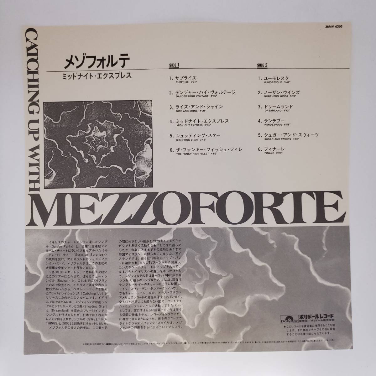 良盤屋◆LP◆Jazz；メゾフォルテ／ミッドナイト・エクスプレス　Mezzoforte / Catching Up With Mezzoforte /1983 ◆ Funk Soul◆J-3371_画像4
