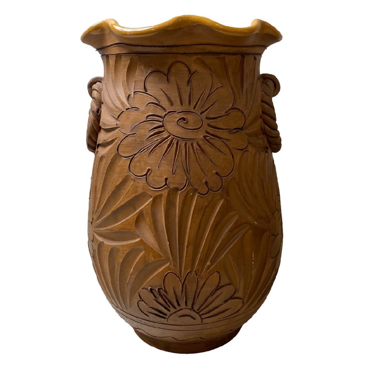 USED イタリー製 陶器 傘立て 置物 高さ 45cm 幅27.5cm 6.6kg 花柄