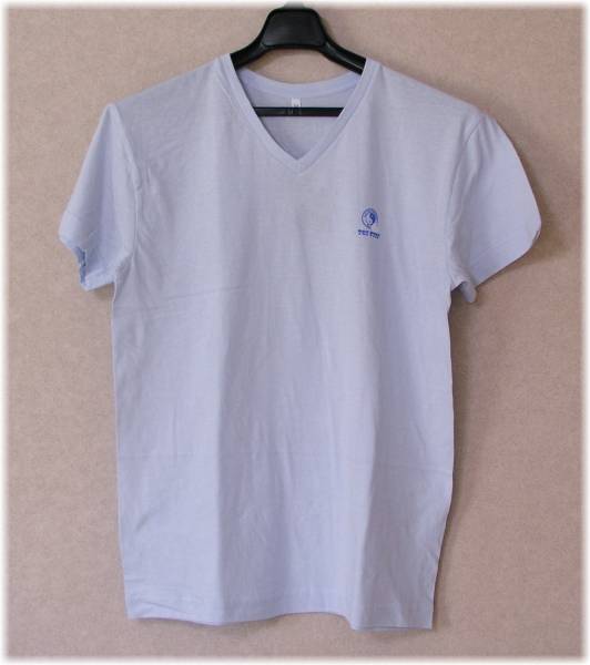 V首Vネック半袖Tシャツ 綿100％ T&C SブルーMサイズ_画像1