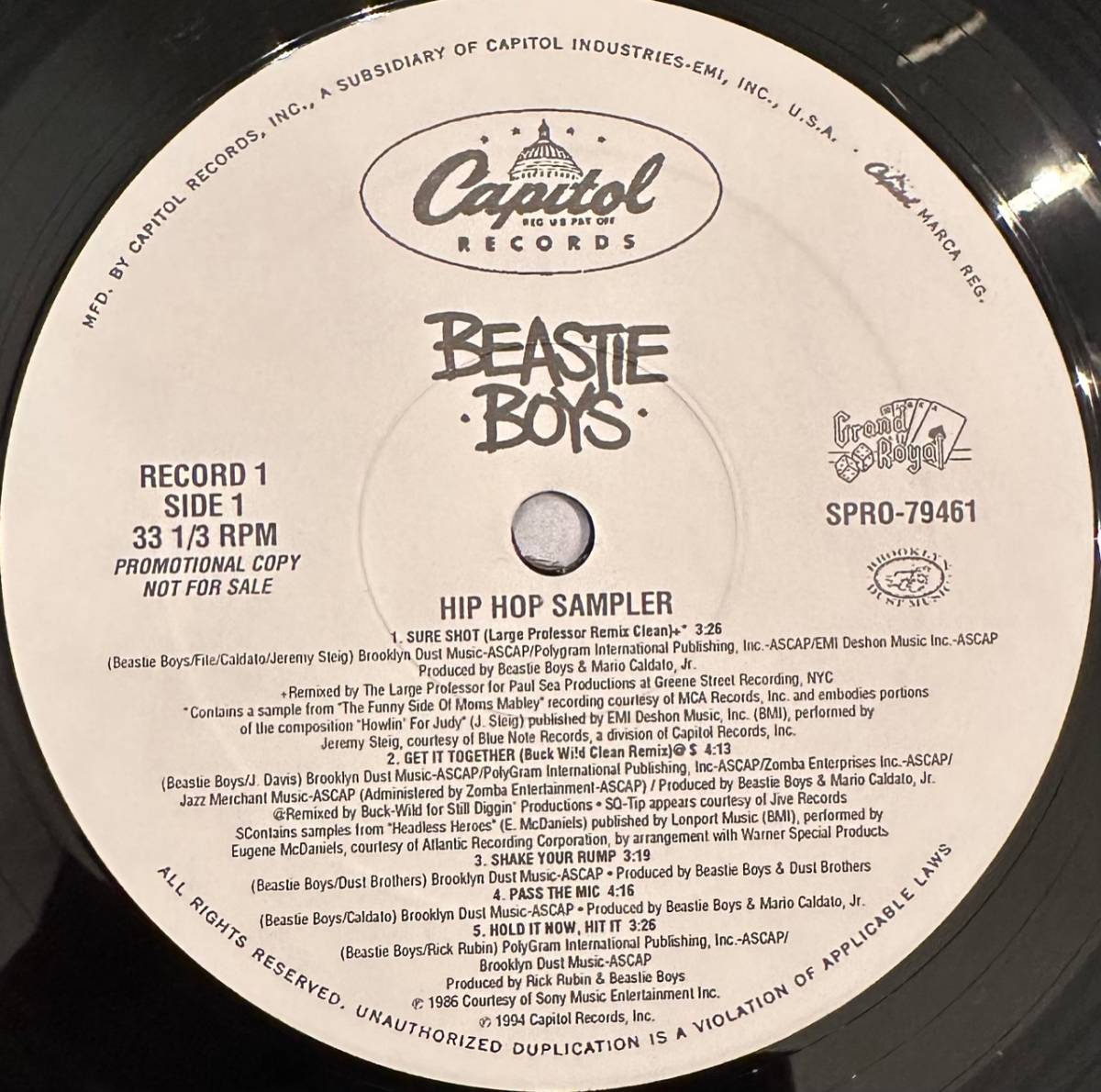 ■1994年 オリジナル US盤 Beastie Boys - Hip Hop Sampler 2枚組 12”LP Limited Edition, Promo SPRO-79461 Grand Royal / Capitol_画像4