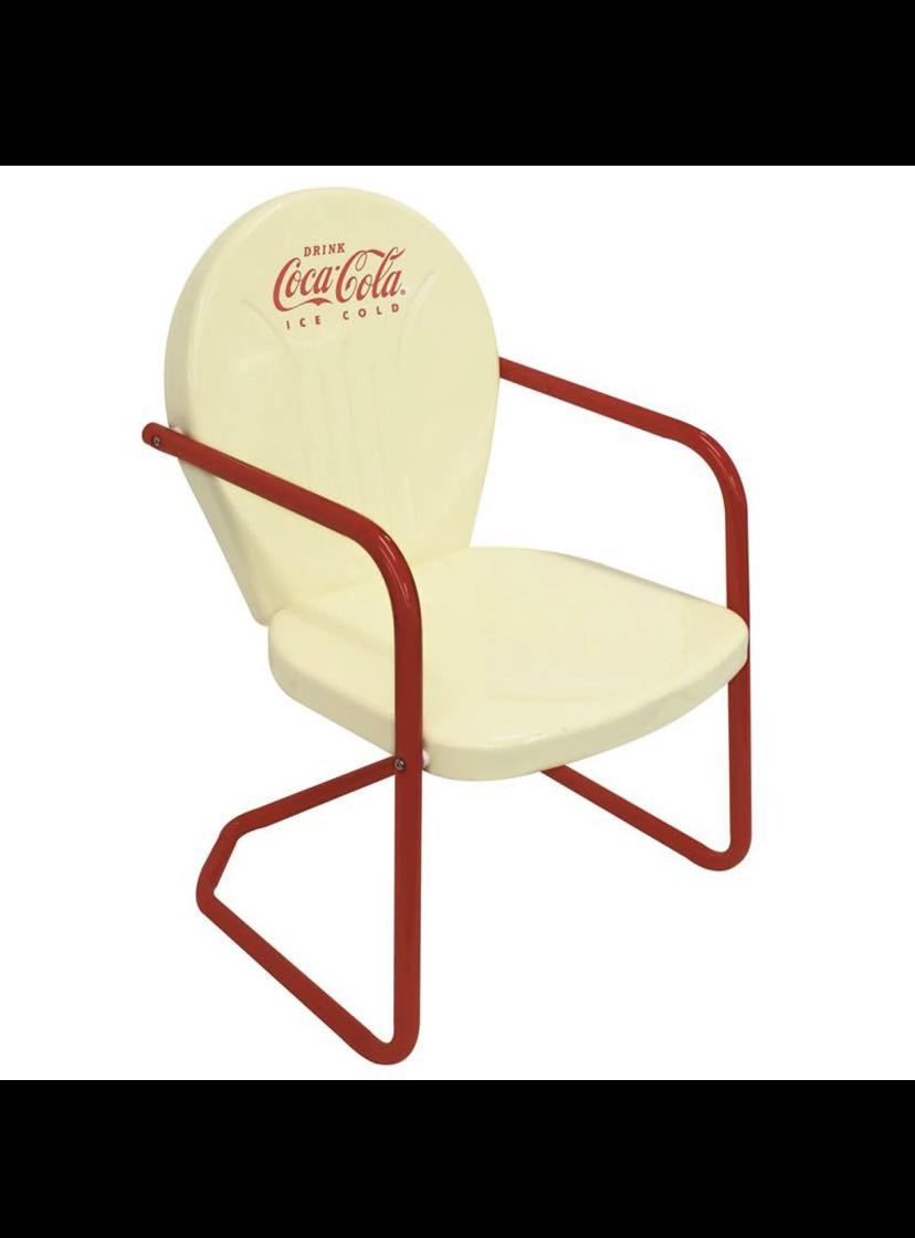  Coca Cola metal Cafe стол стул ×2 комплект крем красный retro уличный Coca-Cola Vanilla Retro Bistro Set CP 98016