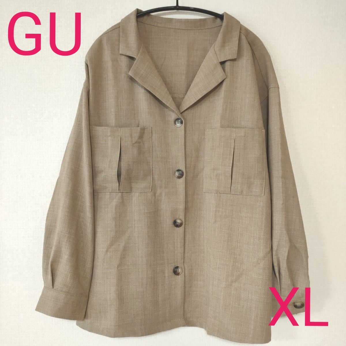 GU ジーユー オープンカラーシャツ XL ベージュ シンプル