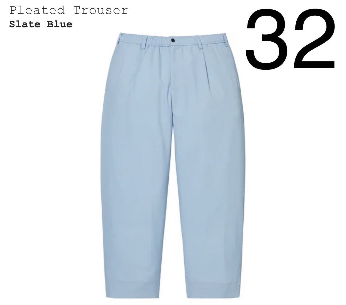 即決 32 supreme pleated trouser スレートブルー | orizontfoto.ro