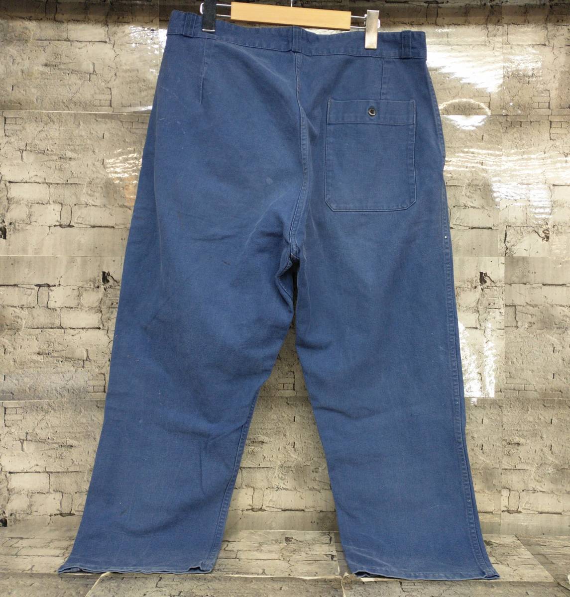 60s 70s LE BEAUFORT COTTON TWILL PANTS フレンチワークパンツ コットンツイル ユーロ 古着 ブルー 店舗受取可_画像2