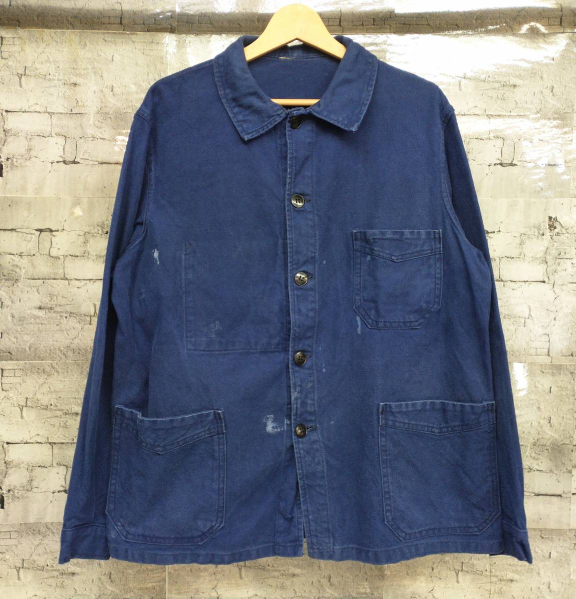 玄関先迄納品 EURO WORK 店舗受取可 ブルー コットン 古着 ユーロワークジャケット Lサイズ 玄関先迄納品 EURO WORK 店舗受取可 ブルー コットン 古着 ユーロワークジャケット Lサイズ