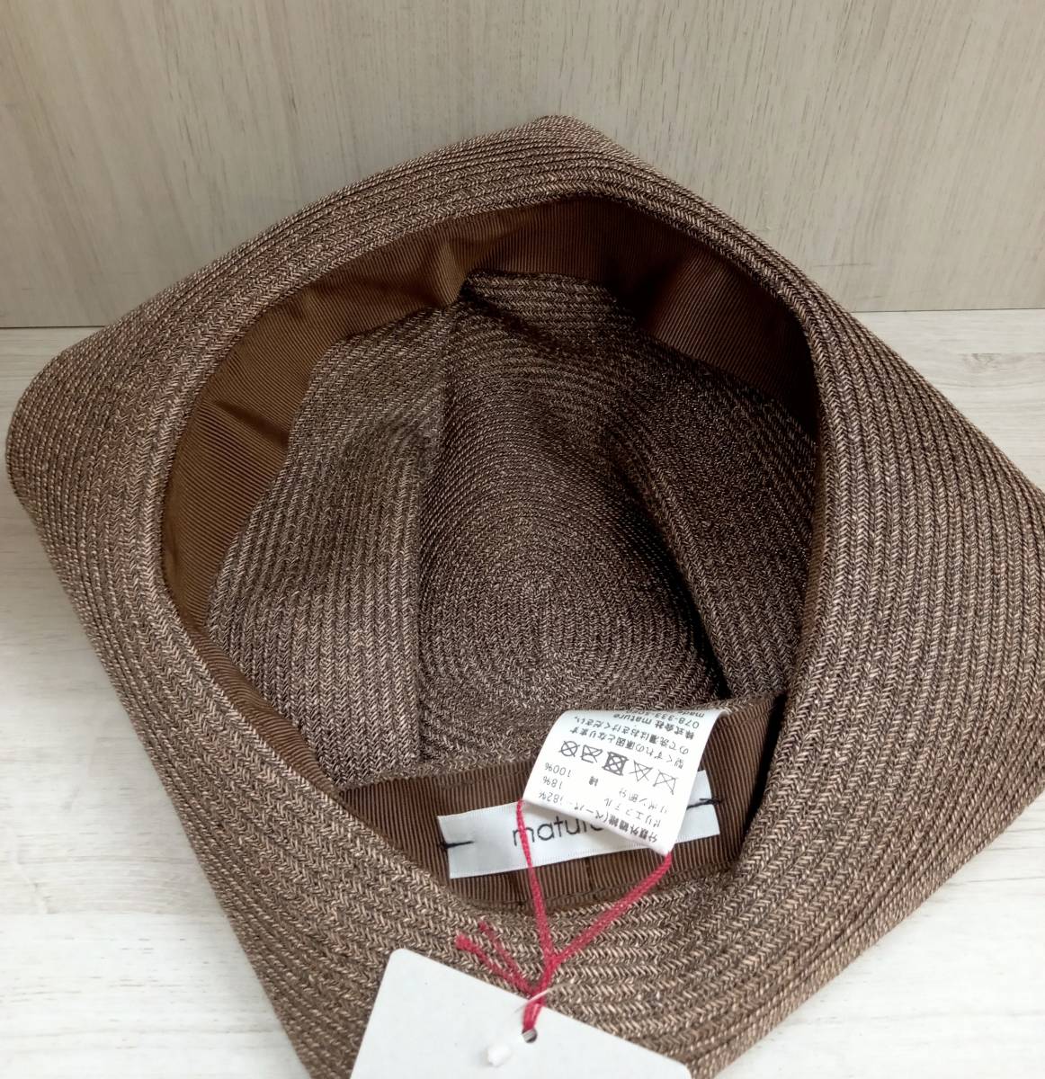 mature ha/マチュアーハ/ストローハット(麦わら帽子)BOXED HAT 6.5cm brim grosgrain ribbon/ブラウン_画像5