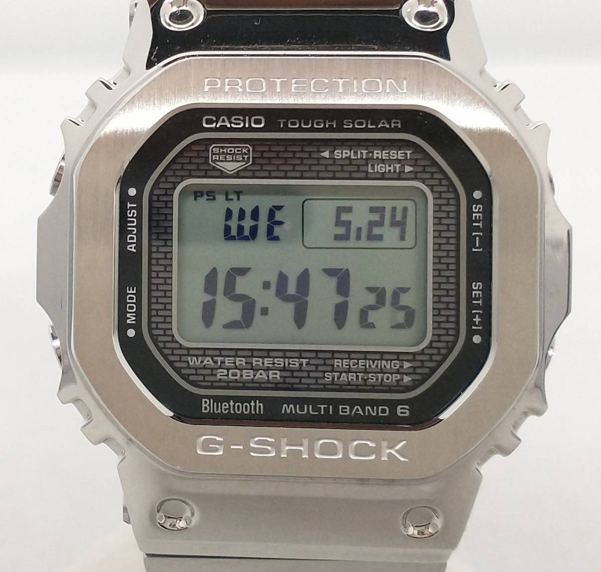 【箱付】CASIO　カシオ　G-SHOCK　GMW-B5000 電波ソーラー　デジタル　シルバー　ステンレスベルト　タフソーラー　腕時計　ウォッチ