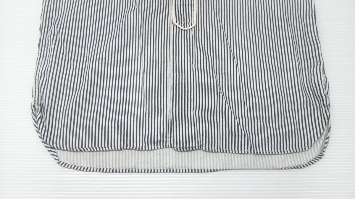 ★ visvim ビズヴィム 17ss DUGOUT SHIRTS 長袖シャツ ブラウス コットン100% 日本製 サイズ1 ホワイト×ブルーボーダー 通年_画像5