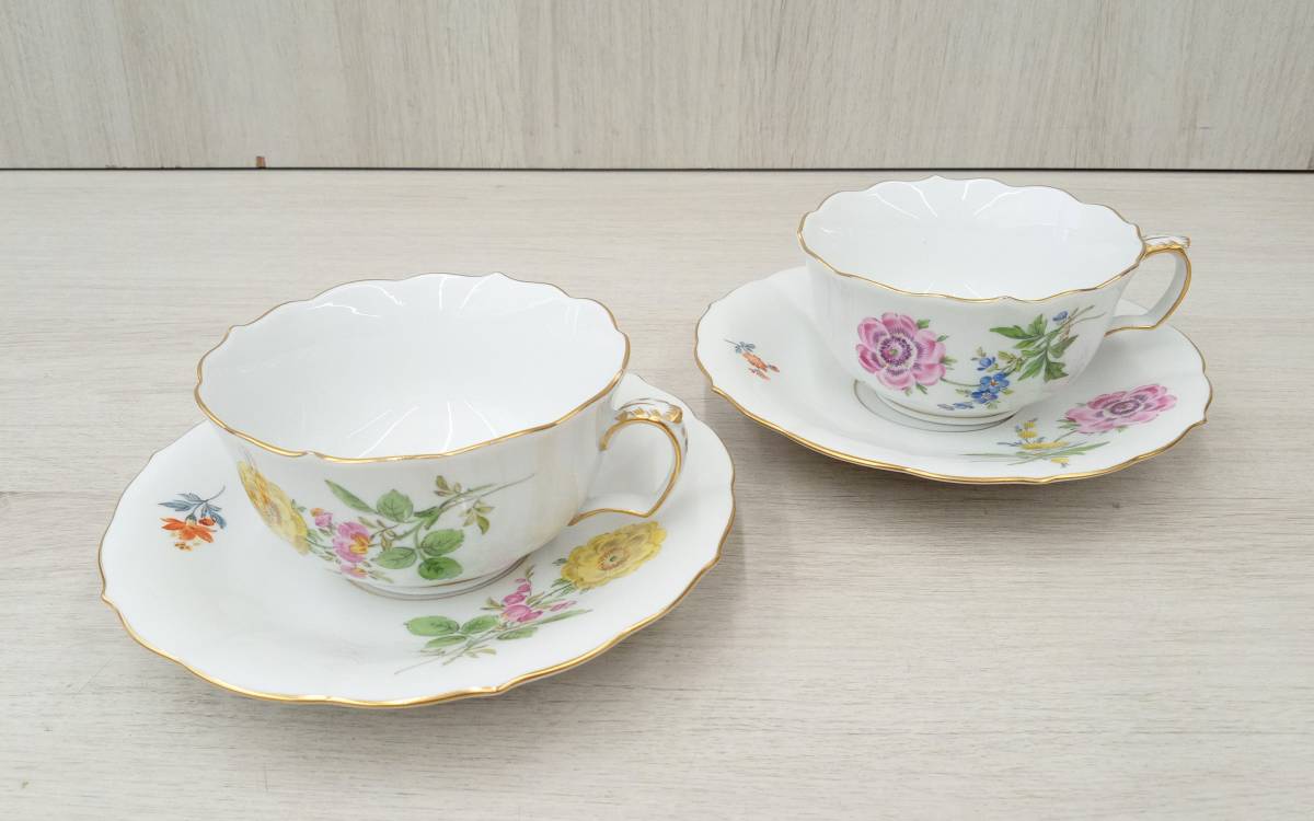 MEISSEN マイセン 2客 ベーシックフラワー ティーカップ ソーサー