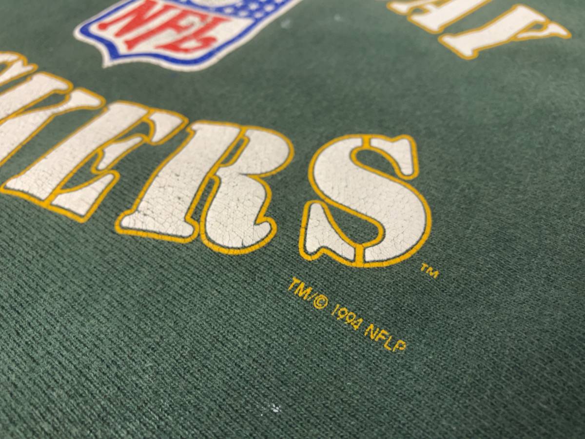 90s Champion REVERSE WEAVE チャンピオン リバースウィーブ スウェット GREENBAY PACKERS USA製 刺繍タグ サイズM グリーン 店舗受取可_プリントに割れあり