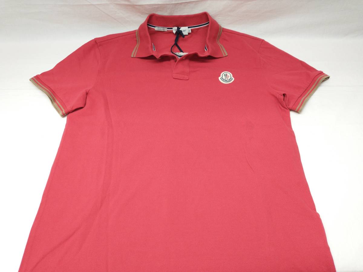 MONCLER 84093 MAGLIA POLO MANICA CORTA モンクレール ポロシャツ 半袖 コットン Lサイズ RED_画像5