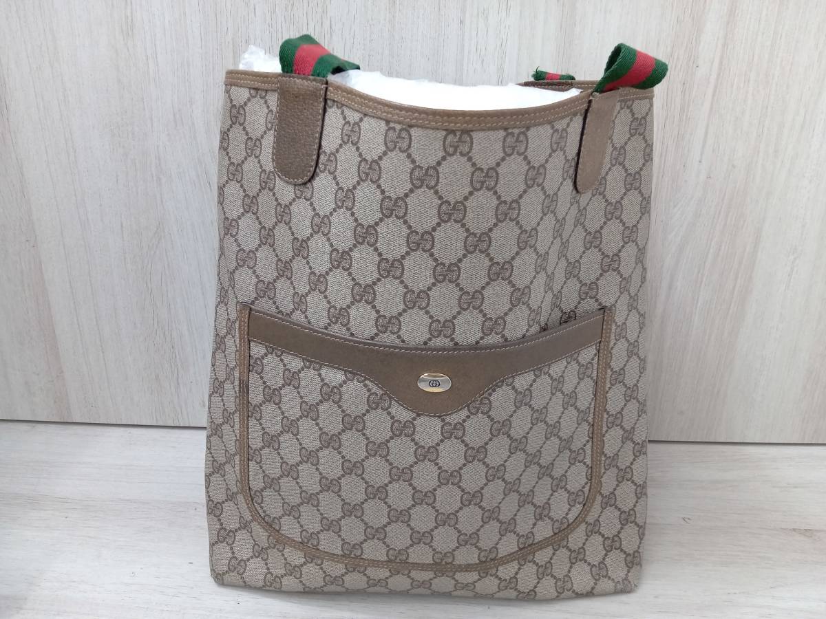 GUCCI グッチ オールドグッチ シェリーライン 39.02.003 ビニール ベージュ トートバッグ レディースバッグ 店舗受取可の画像1