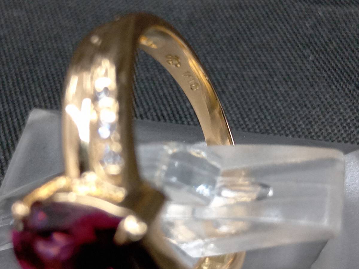 予約】 ダイヤモンド0.05ct ロードライトガーネット K18 【美品
