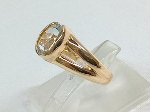 【カード型鑑別書付き】 【新品仕上済み】 K18 (総6.0g) ＃9.5 天然アクアマリン1.65ct 指輪 リングの画像2