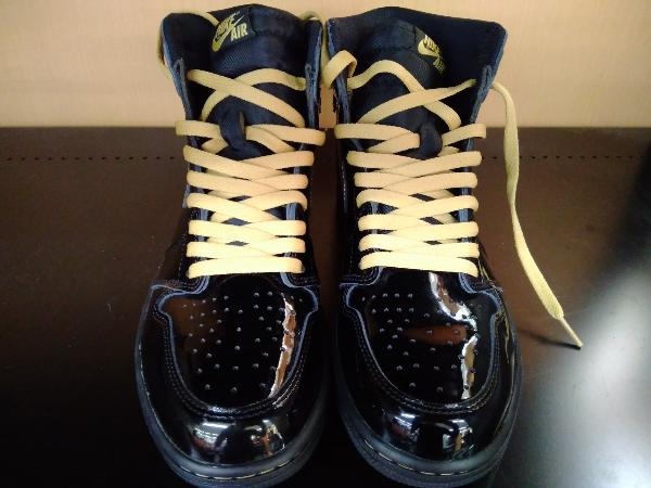 NIKE スニーカー ブラック AIR JORDAN 1 HIGH OG Black Metaric Gold(2020)_画像6