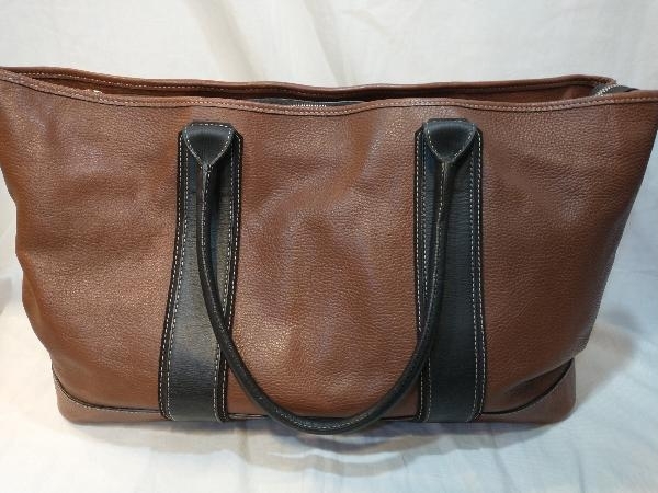 DELL’GA GENUINE LEATHER Tote Bag Made in Italy デルガ レザートートバッグ ブラウン 店舗受取可_画像1