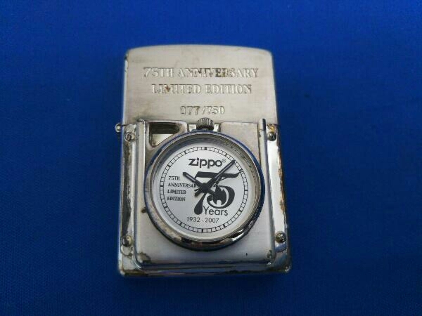 スーパーセール 50%(福袋 75周年記念 ジッポー ZIPPO タイムライト 動作未確認 2004年製 No.077/750 シリアルナンバー 時計付 その他