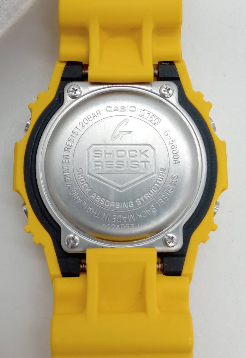 CASIO カシオ G-SHOCK ジーショック G-5600A-9DR イエロー ラバーバンド ソーラー デジタル アナログ 腕時計_画像6