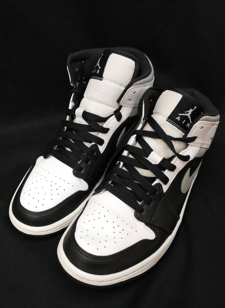 [箱・黒タグ付] NIKE AIR JORDAN 1 MID WHITE SHADOW AJ1 ジョーダン ホワイト シャドー シャドウ 26.5cm 白 灰 554724-073 店舗受取可_画像2