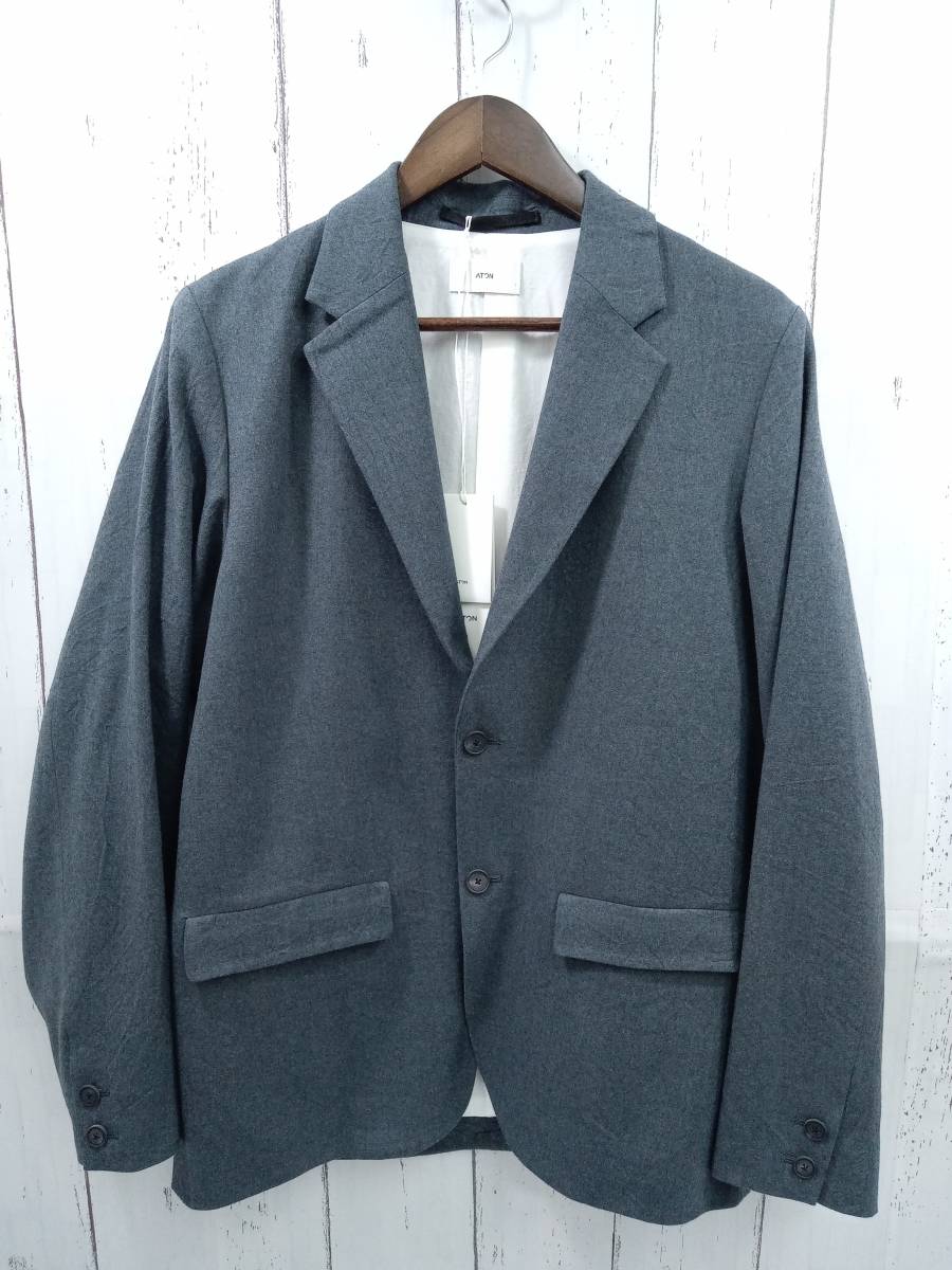 【美品・タグ付】ATON エイトン SHRINK FLANNEL JACKET フランネル テーラードジャケット JKAGNW0805 ウール メンズ 02 TOP GREY グレー