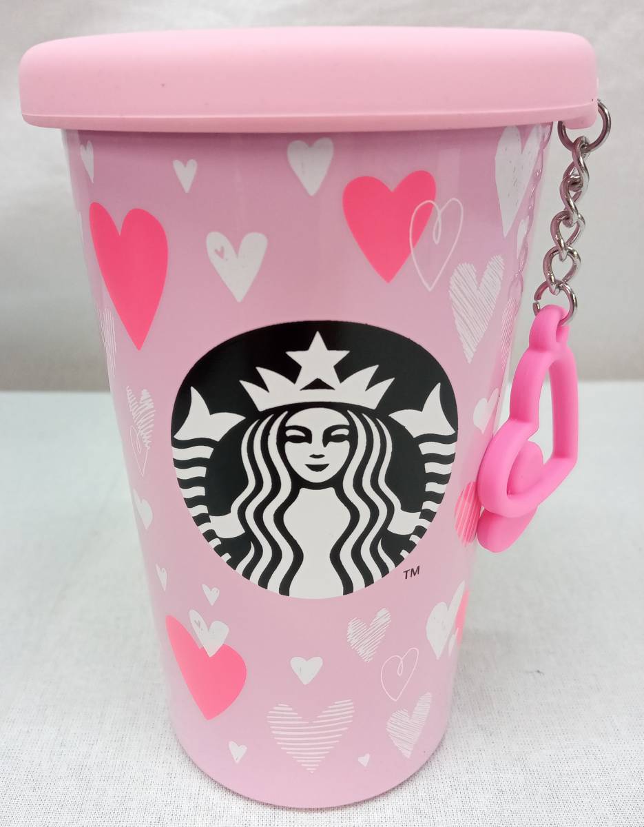 [未使用 箱付]Starbucks スターバックス スタバマグ バレンタイン シリコンリッド ステンレス カップチャーム タンブラー ピンク ハート型_画像2