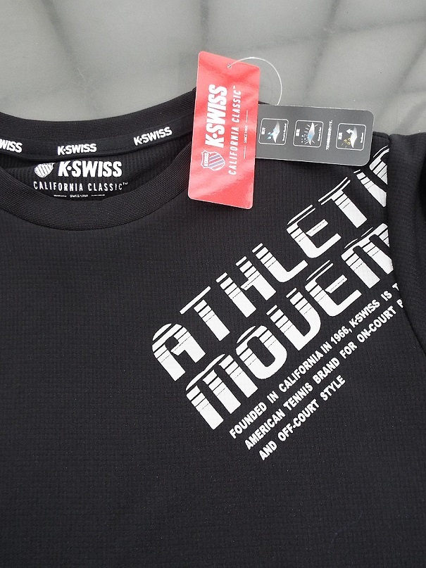 Kswiss k2321 黒 Mサイズ ワッフル素材 吸水速乾 消臭 ポリエステル100% 半袖Ｔシャツ 新品 _画像10