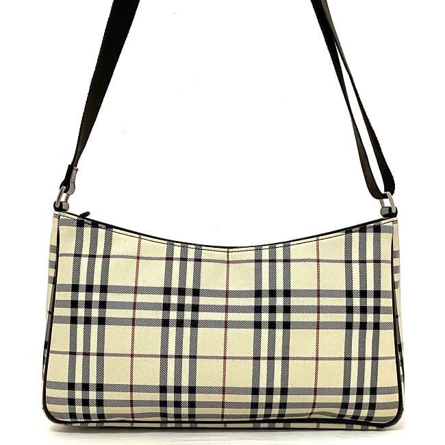 バーバリー ショルダーバッグ ベージュ ブラウン ノバチェック 美品 キャンバス レザー 中古 BURBERRY 茶色_画像3