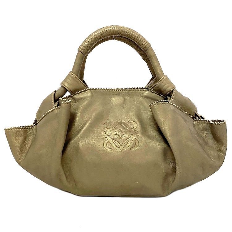  Loewe handbag napa I re Gold hole gram beautiful goods leather napa leather used LOEWE tote bag Logo 