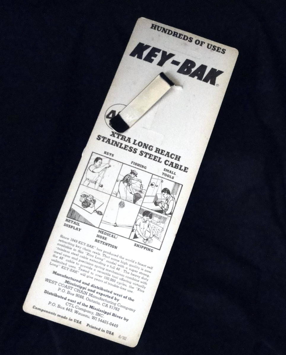 90's デッドストック・KEY BAK キーホルダー (キーバック) X-Long＃485 lack/Clip 送料込_画像2