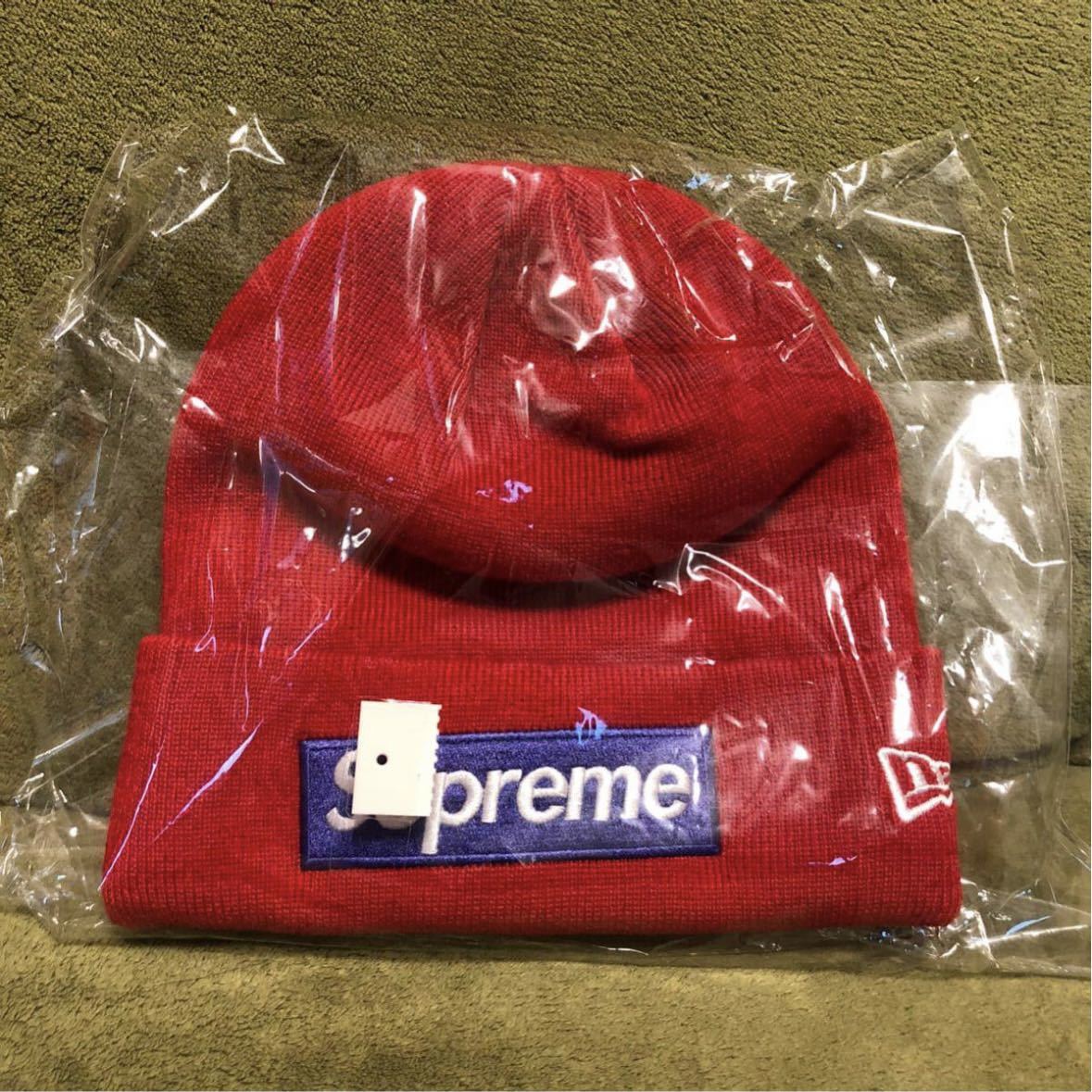 本物 red 赤 新品 17AW Supreme New Era Box Logo Beanie シュプリーム ニューエラ