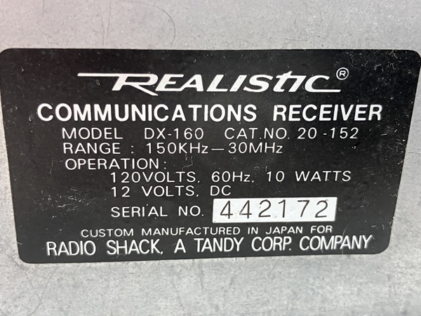 REALISTIC DX-160 5バンドレシーバー BCL 全波受信機 ジャンク C7507593の画像8