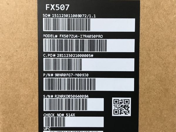 ASUS FX507 TUF GAMEING F15 ノートPC 15.6型 FX507ZU4-I7R4050PRO