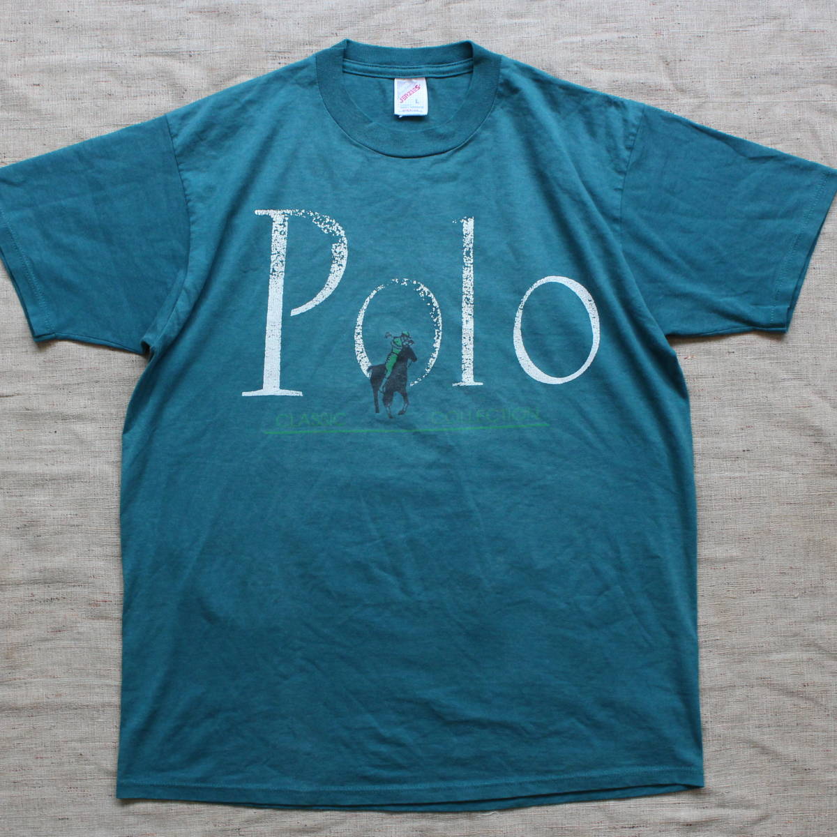 1990s ポロ Polo ヴィンテージ Tシャツ スポーツ アニマル アート 古着USA アメリカ製 動物 乗馬 競技SPORTS フェード JERZEES クラシック