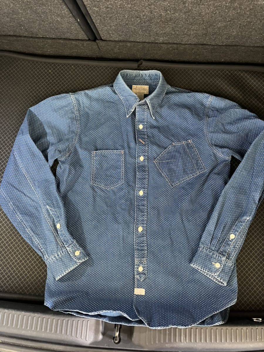 廃盤 RRL Polka Dot Shirt BD L/S Blue ポルカ ドット シャツ US-S ジョニーデップ愛用 ボルチモア デニム 期 限定 モデル