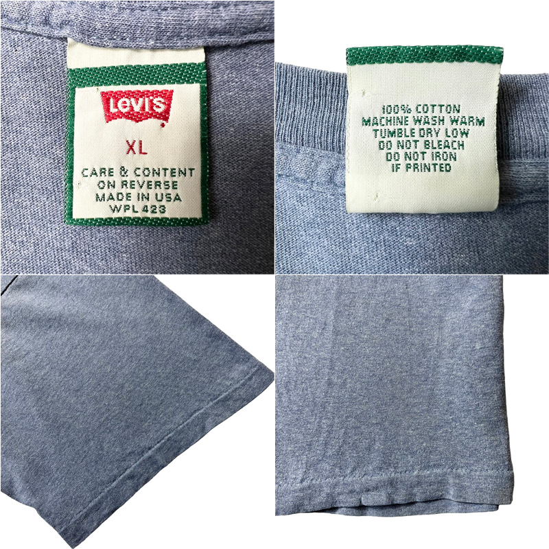 90s USA製 Levis 両面 ボタン ロゴ プリント 半袖 Tシャツ XL / 90年代 アメリカ製 リーバイス オールド シングル_画像5