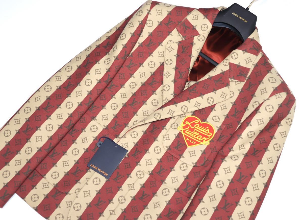 新品 22AW LOUIS VUITTON × NIGO モノグラムトランクストライプポケットジャケット 52 XL ルイヴィトン テーラード 定価497,200円_画像1