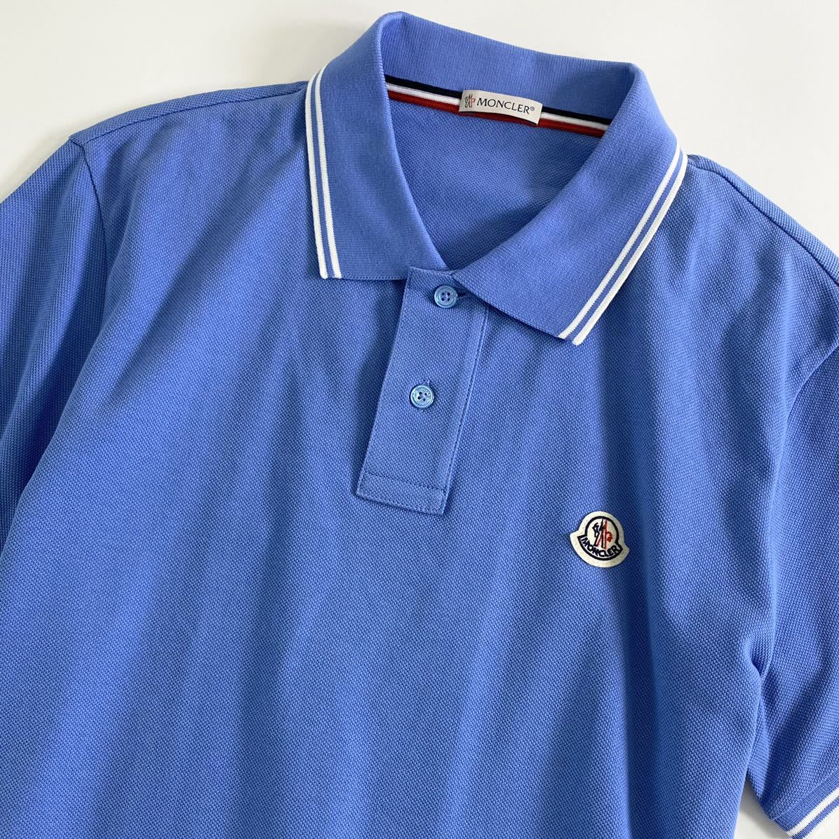 ◯7e19-14 タグ付 MONCLER モンクレール ロゴワッペンポロシャツ サイズS ブルー MAGLIA POLO MANICA C マリアポロマニカ メンズ 半袖 春夏_画像3