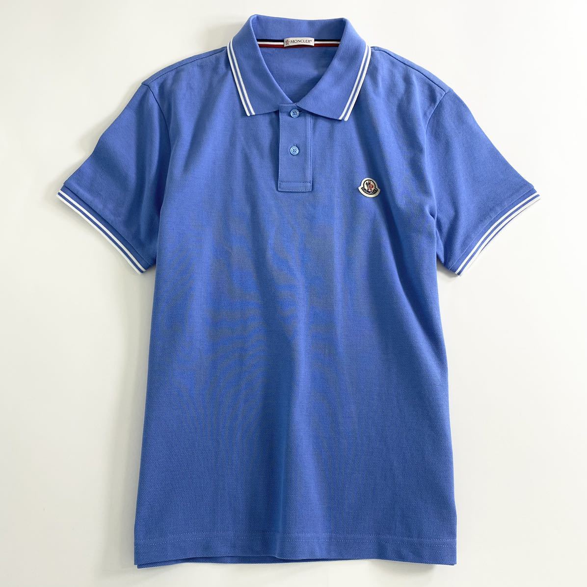 ◯7e19-14 タグ付 MONCLER モンクレール ロゴワッペンポロシャツ サイズS ブルー MAGLIA POLO MANICA C マリアポロマニカ メンズ 半袖 春夏_画像1