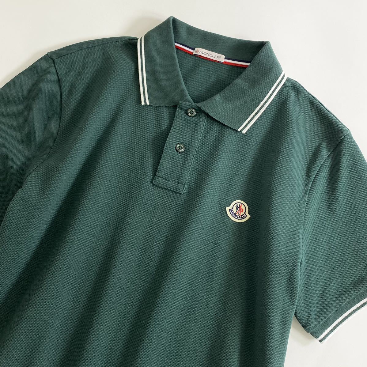 ◯7e19-7 タグ付☆MONCLER モンクレール ロゴワッペンポロシャツ サイズS グリーン MAGLIA POLO MANICA C マリアポロマニカ メンズ 半袖_画像3