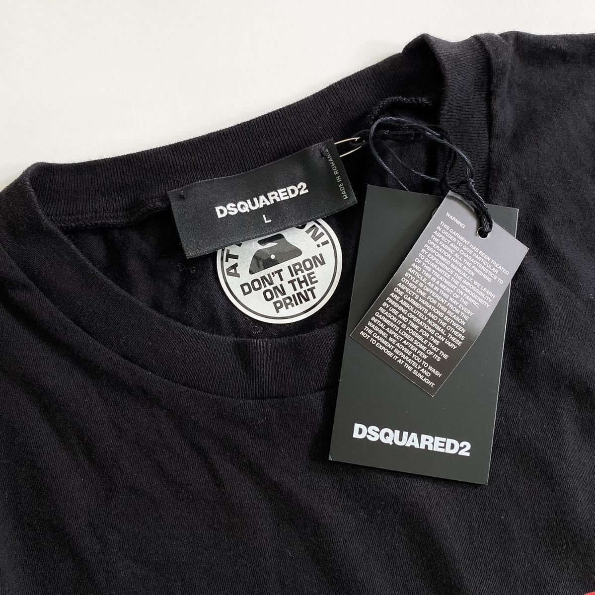 ◯20e31-4《極美品》タグ付☆DSQUARED2 ディースクエアード ロゴプリントTシャツ サイズL ブラック メンズ logo print tee 半袖 春夏_画像4