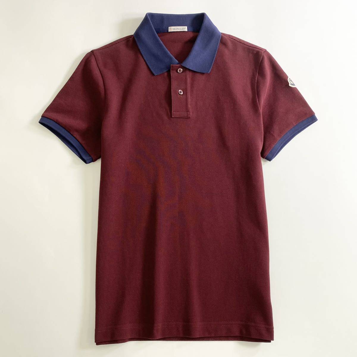 ◯7e19-10 タグ付 MONCLER モンクレール ロゴワッペンポロシャツ サイズS ボルドー MAGLIA POLO MANICA マリアポロマニカ メンズ 半袖 春夏_画像1