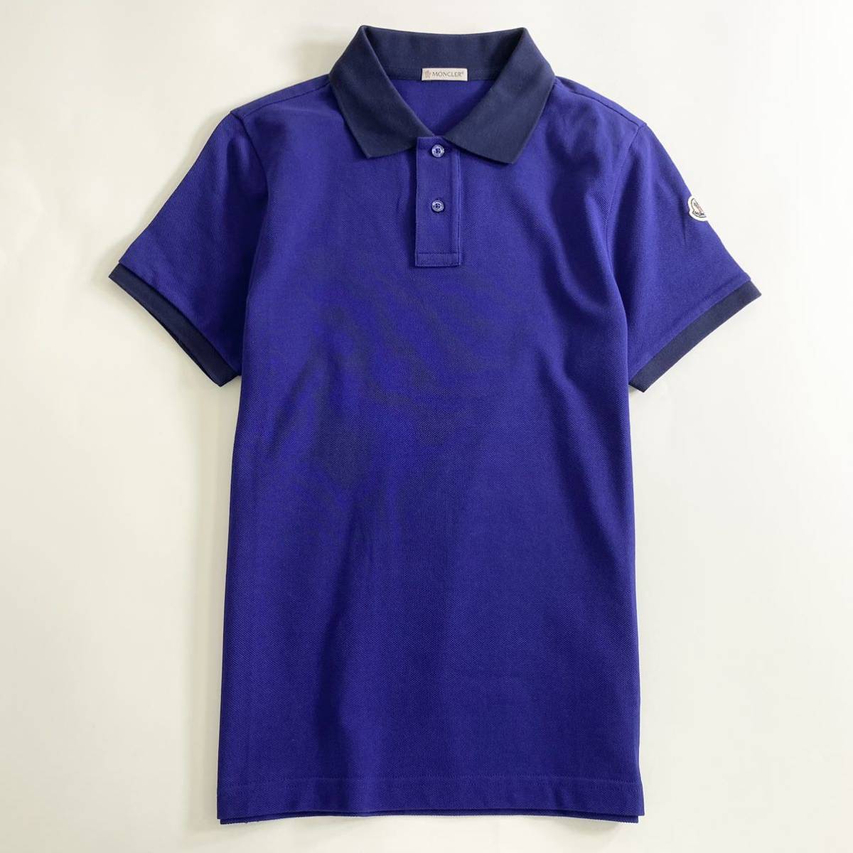 ◯7e19-18 タグ付 MONCLER モンクレール ロゴワッペンポロシャツ サイズS ブルー MAGLIA POLO MANICA C マリアポロマニカ メンズ 半袖 春夏の画像1