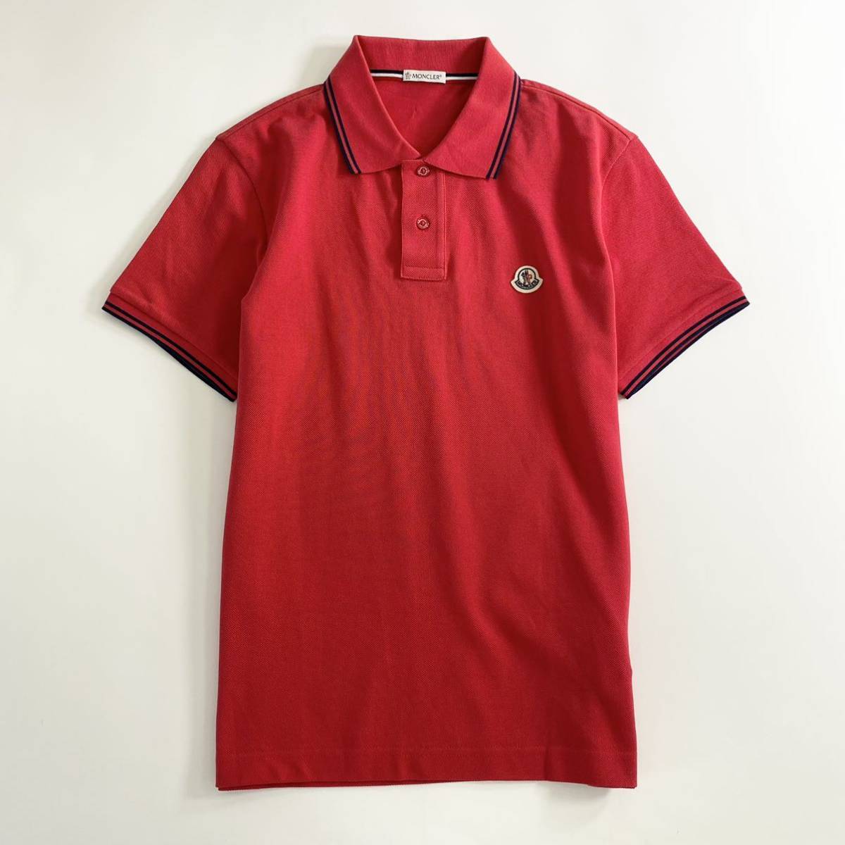 ◯6e19-13 未使用タグ付☆MONCLER モンクレール ロゴワッペンポロシャツ サイズS レッド MAGLIA POLO MANICA C マリアポロマニカ メンズ_画像1